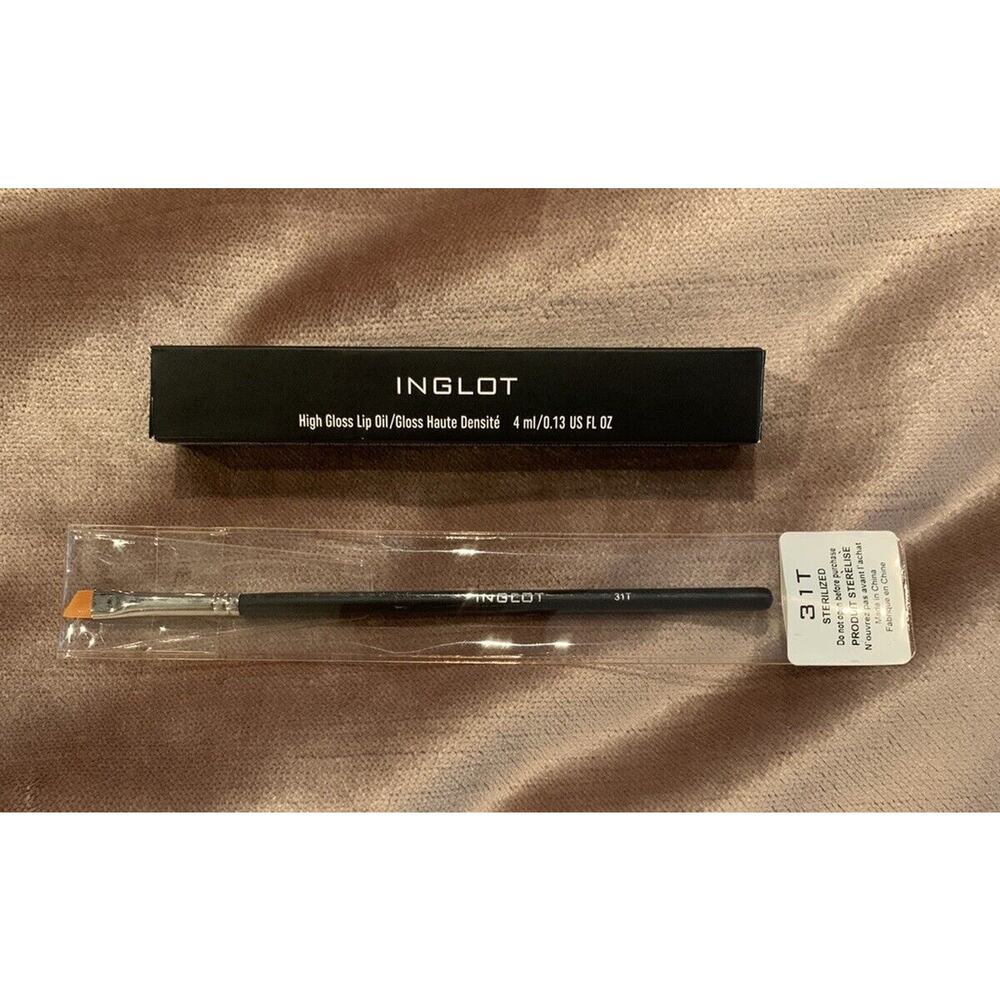 INGLOT High Gloss Lip Oil 01 (CLEAR) + Precision Angled Makeup Brush # 31T